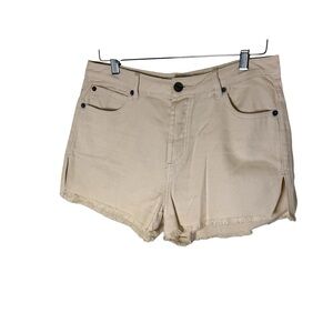 Amuse Society Cream High Waist Shorts with Frayed Hem Buttonfly sz 28